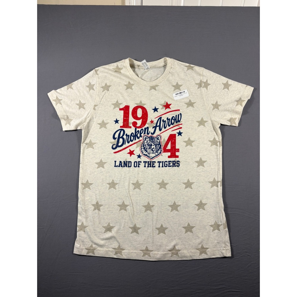 Code Five Broken Arrow Tigers Star Print Graphic T-Shirt Youth XL Heather Grey